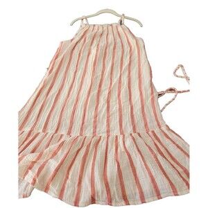 Womens Beach lunch lounge Large striped white and wine sun dress with tags Goa